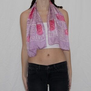 Vintage silk purple scarf rose print